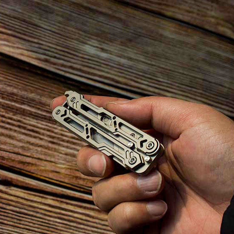 Titanium Balisong Trainer – Butterfly Knife Flipping EDC Training Utility detail image - detail view 8