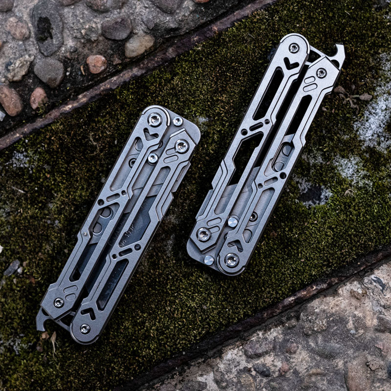 Titanium Balisong Trainer – Butterfly Knife Flipping EDC Training Utility detail image - detail view 9