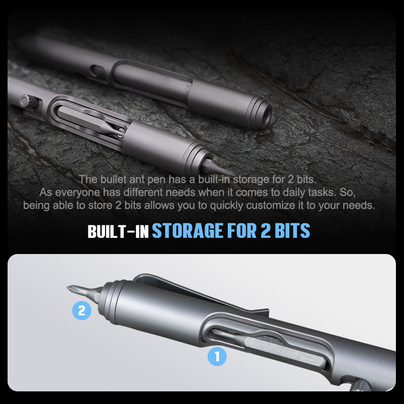 Titanium Bolt Action Tactical Pen – Bullet Ant 2.0 - Multi-Tool with EDC detail image - detail view 12