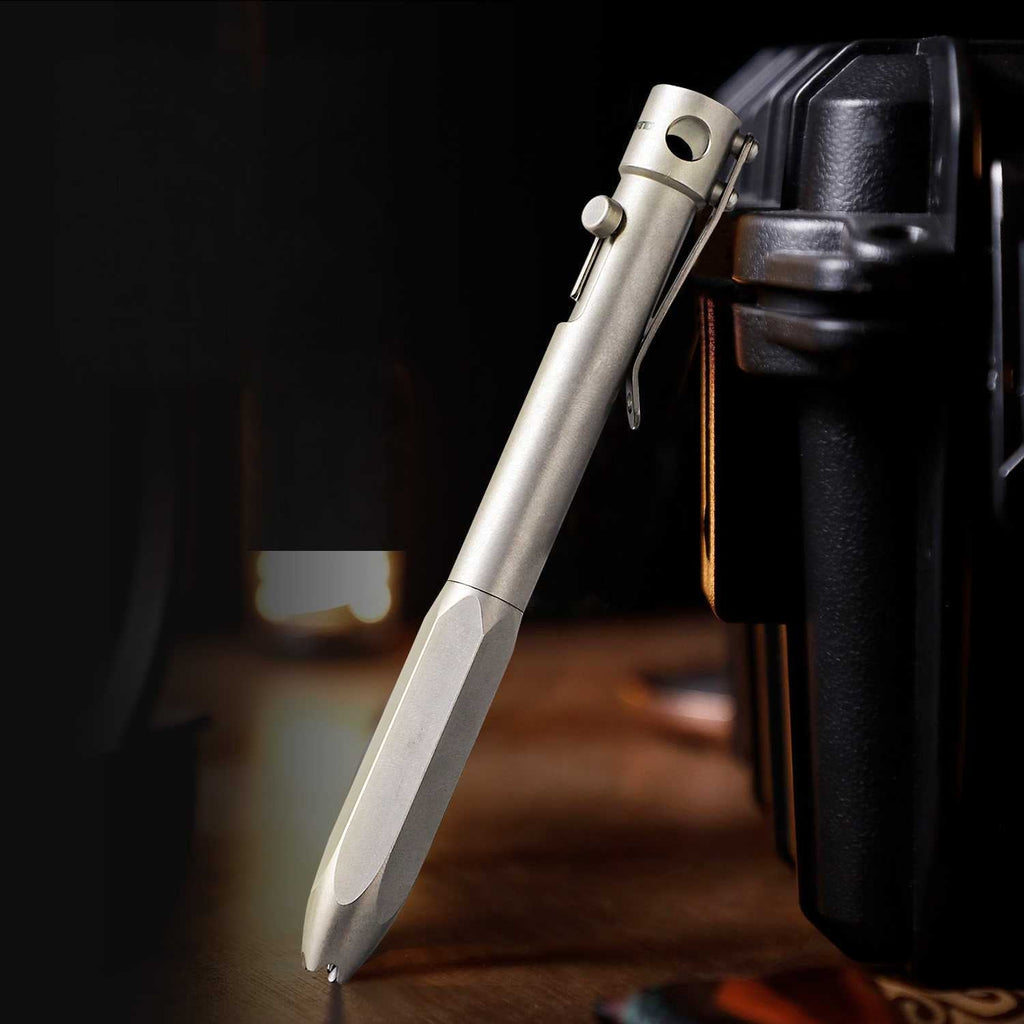 Titanium Bolt Action Tactical Pen – Heavy-Duty EDC Writing & Self-Defense Tool detail image