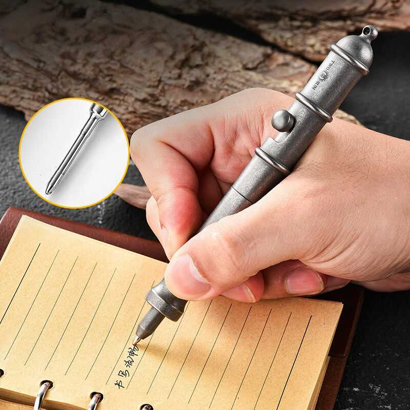 Titanium Bolt Action Tactical Pen – Vintage - EDC Writing & Self-Defense Tool detail image - detail view 4