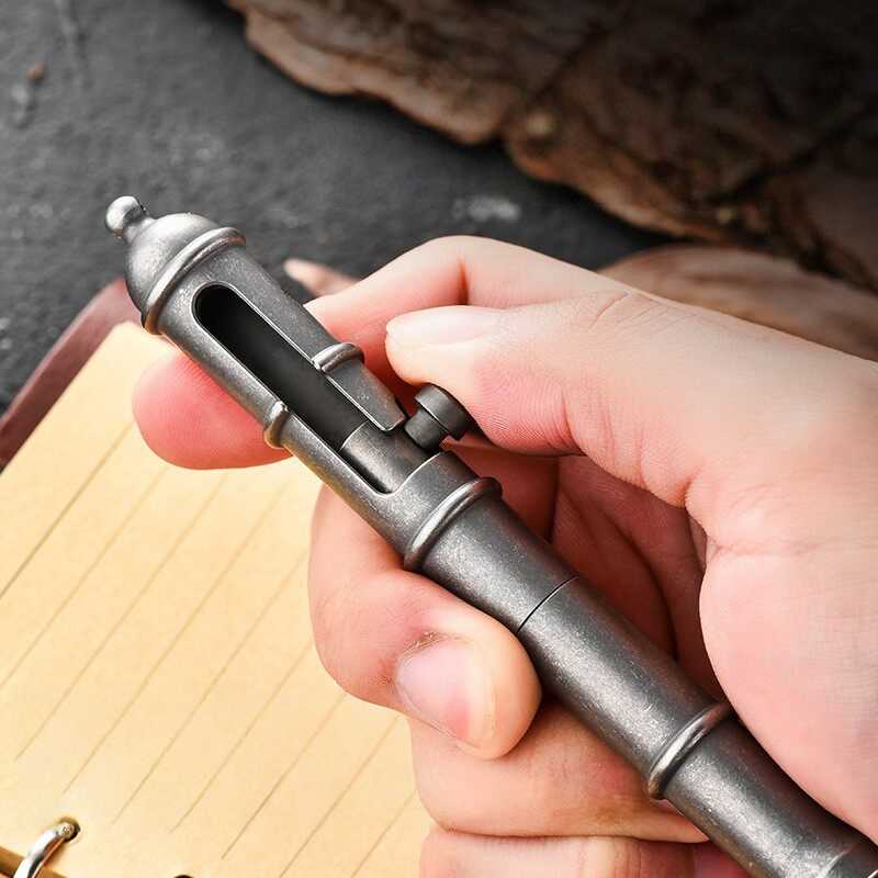 Titanium Bolt Action Tactical Pen – Vintage - EDC Writing & Self-Defense Tool detail image - detail view 5