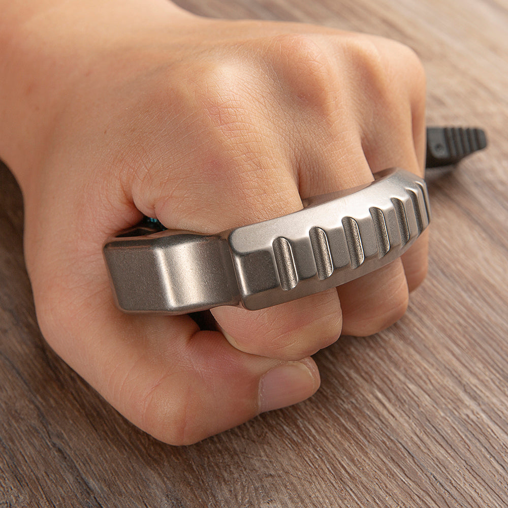 Titanium Bottle Opener Knuckles – EDC with TC4 Two Finger 18mm 115g Sandblasted detail image - detail view 6