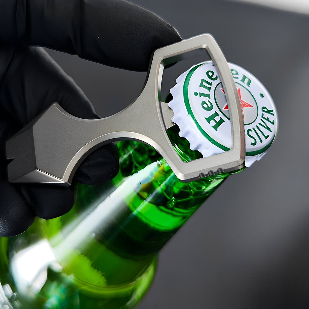 Titanium Bottle Opener Knuckles – TC4 Alloy Multi-Tool Ring with Self Defense Spike detail image - detail view 7