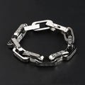 Titanium Bracelet – FloraLink Chains Unisex Modern Steel with Daisy Pattern Engraving variant image