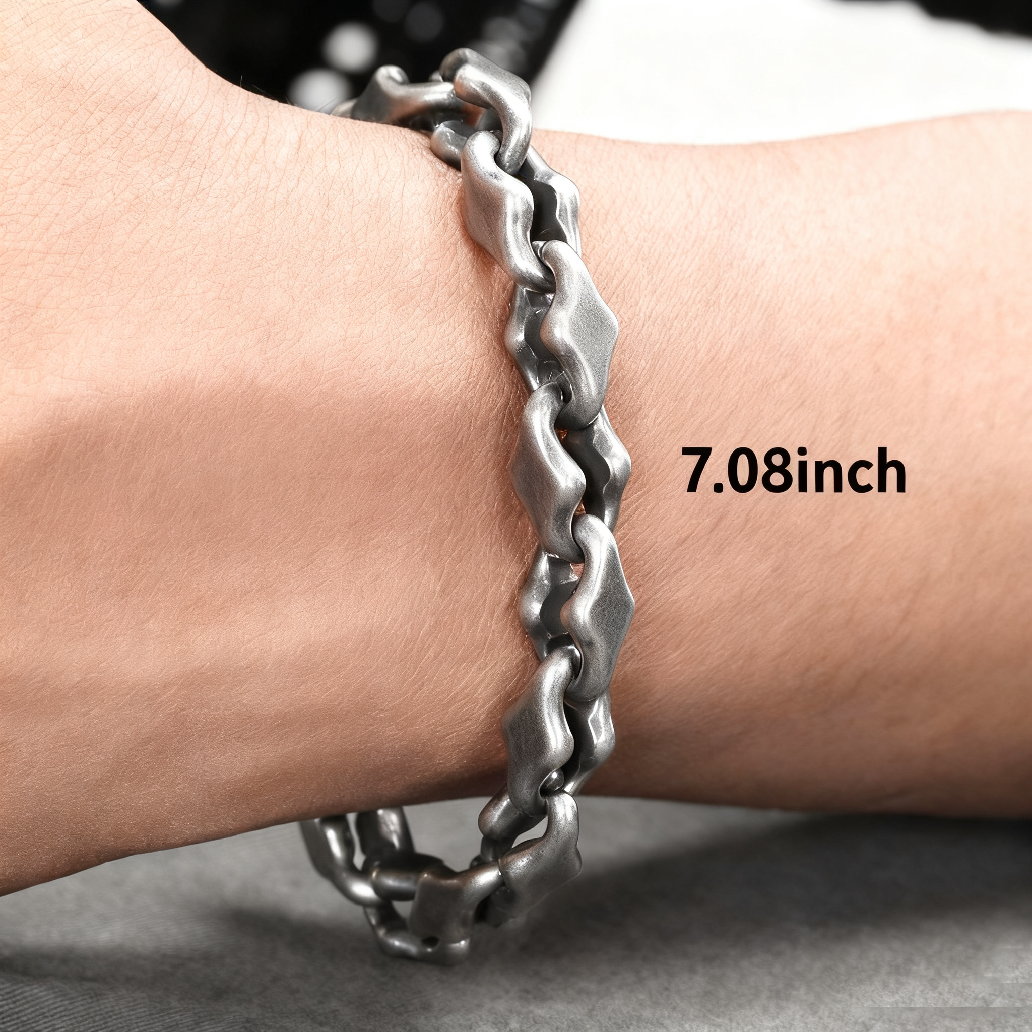 Titanium Bracelet – Midnight Starfall Matte Steel Unisex Cuff with Hip-Hop Style variant image