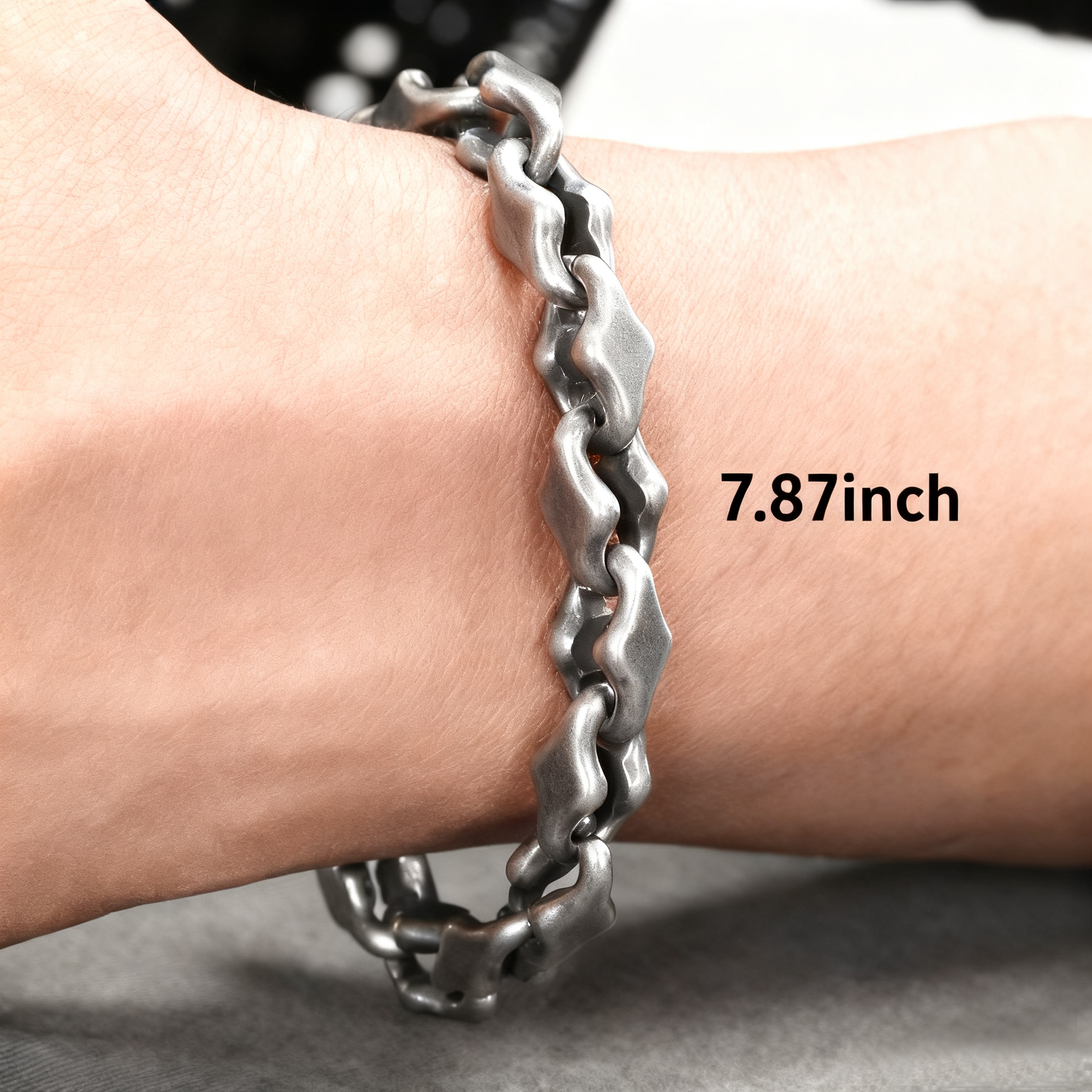 Titanium Bracelet – Midnight Starfall Matte Steel Unisex Cuff with Hip-Hop Style variant image - product view 10