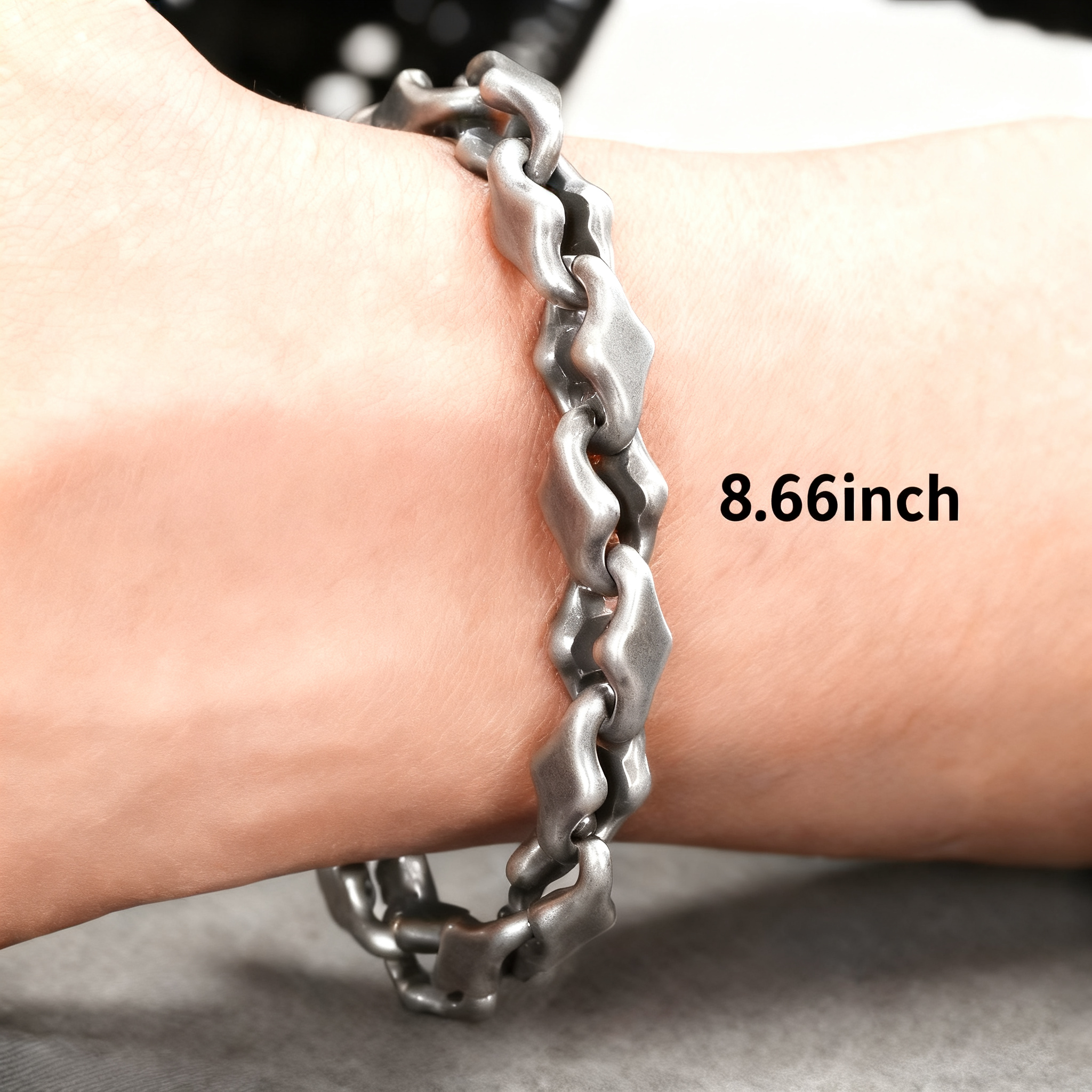 Titanium Bracelet – Midnight Starfall Matte Steel Unisex Cuff with Hip-Hop Style variant image - product view 11