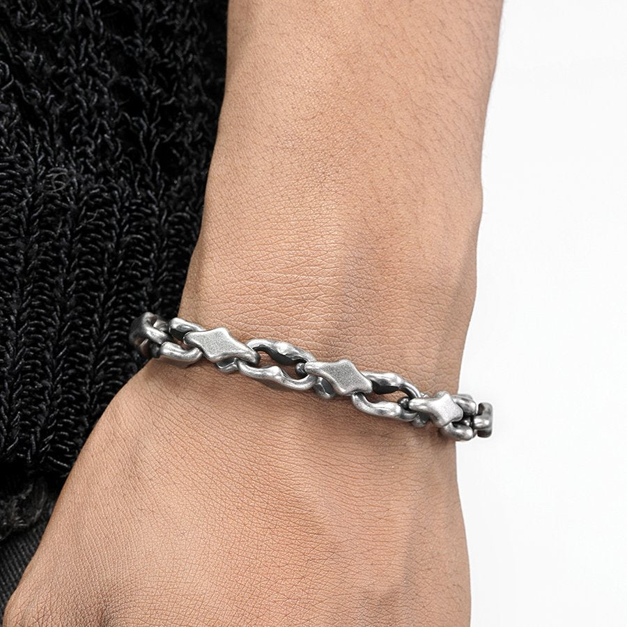 Titanium Bracelet – Midnight Starfall Matte Steel Unisex Cuff with Hip-Hop Style detail image - detail view 3