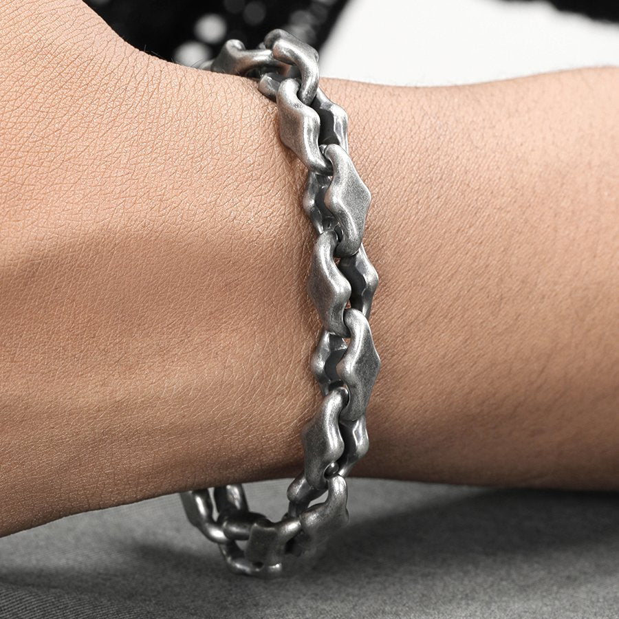 Titanium Bracelet – Midnight Starfall Matte Steel Unisex Cuff with Hip-Hop Style detail image - detail view 5