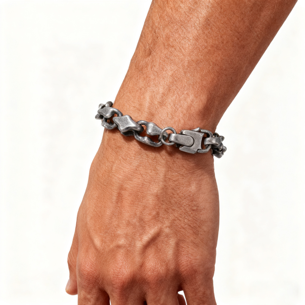 Titanium Bracelet – Midnight Starfall Matte Steel Unisex Cuff with Hip-Hop Style detail image - detail view 8