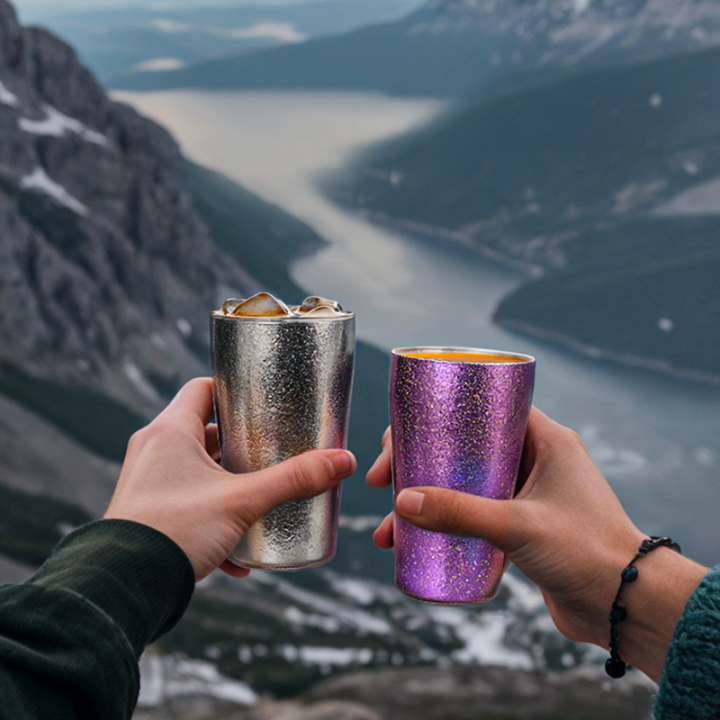 Titanium Camping Cup – Double Wall Aurora Crystal Insulated Beer Coffee Mug Outdoor detail image - detail view 4