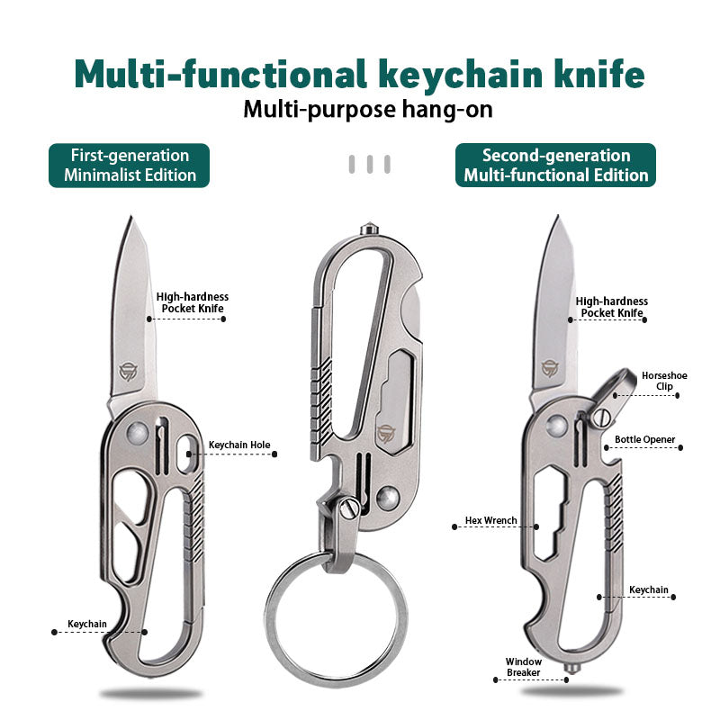Titanium EDC Knife – EdgeKey Multi-Function Keychain with M390 or 8Cr13MoV Steel detail image - detail view 15
