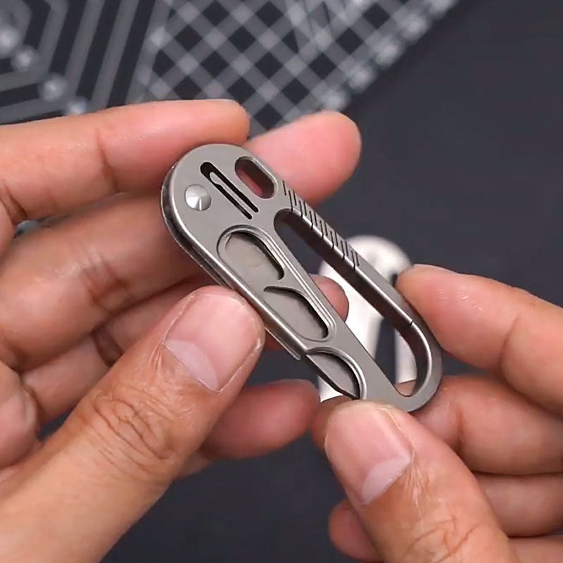 Titanium EDC Knife – EdgeKey Multi-Function Keychain with M390 or 8Cr13MoV Steel detail image - detail view 3