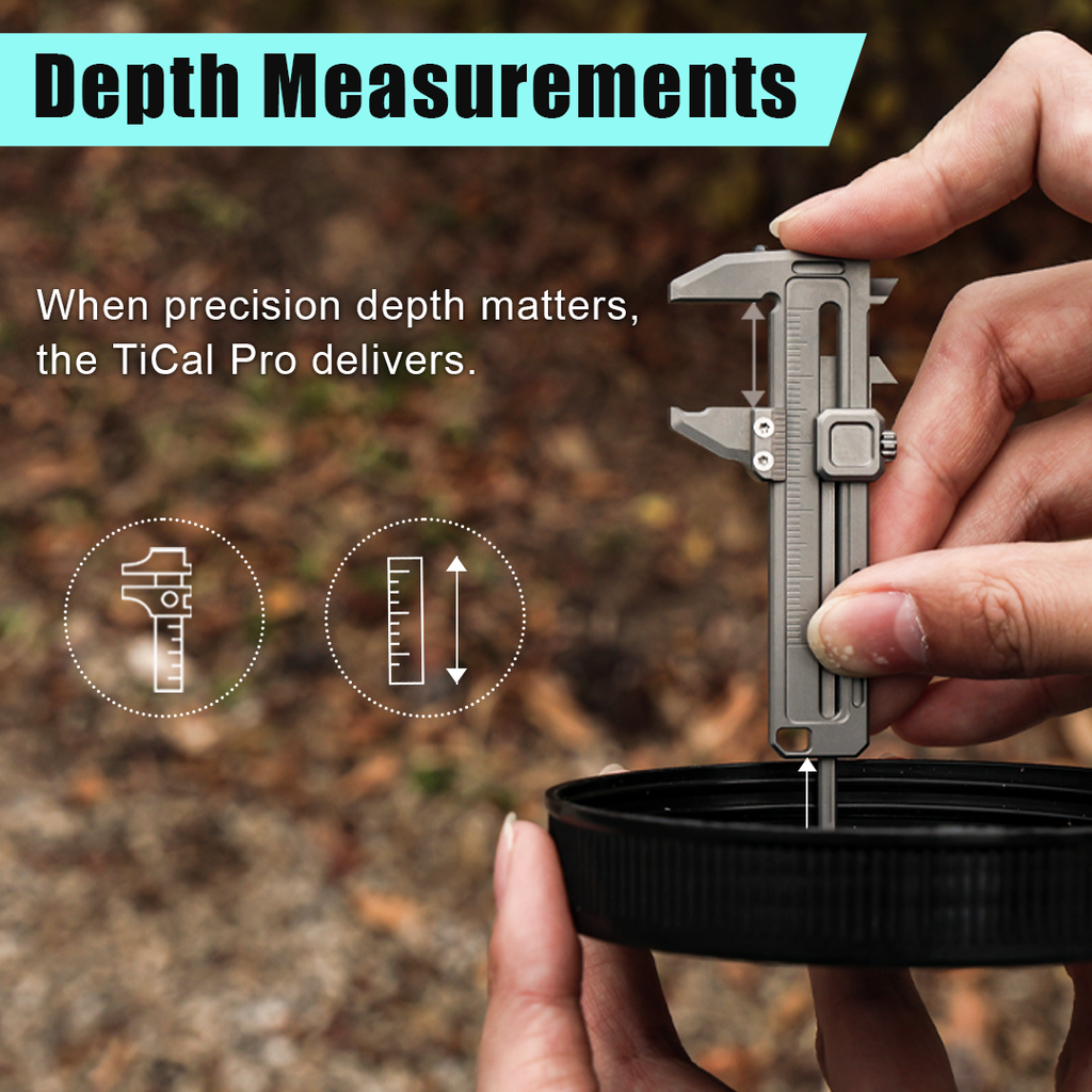 Titanium EDC Multi-Tool – TiCal Pro GR5 Mini Caliper with 9-in-1 -Function Measurement detail image - detail view 11