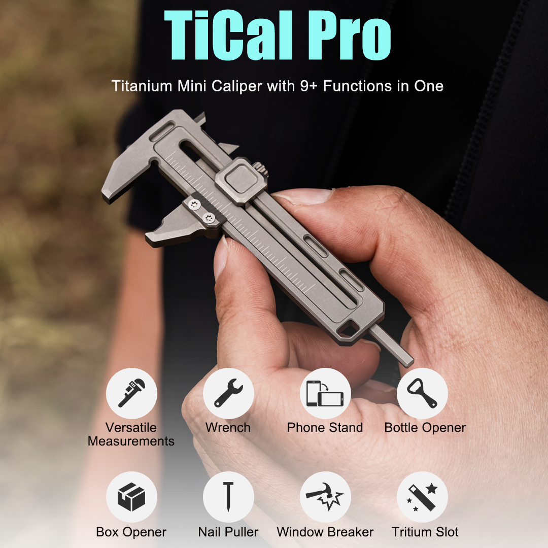 Titanium EDC Multi-Tool – TiCal Pro GR5 Mini Caliper with 9-in-1 -Function Measurement detail image - detail view 7
