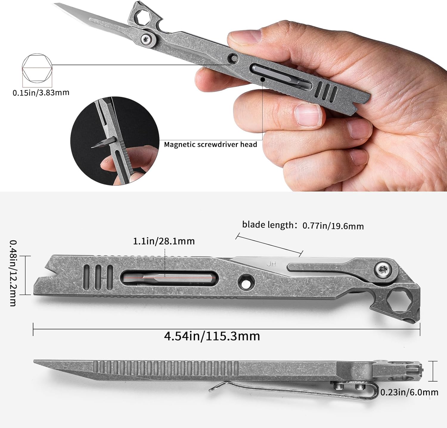 Titanium EDC Pry Bar – IronClad 9-in-1 Pocket with Aerospace-Grade Multi-Tool detail image - detail view 3