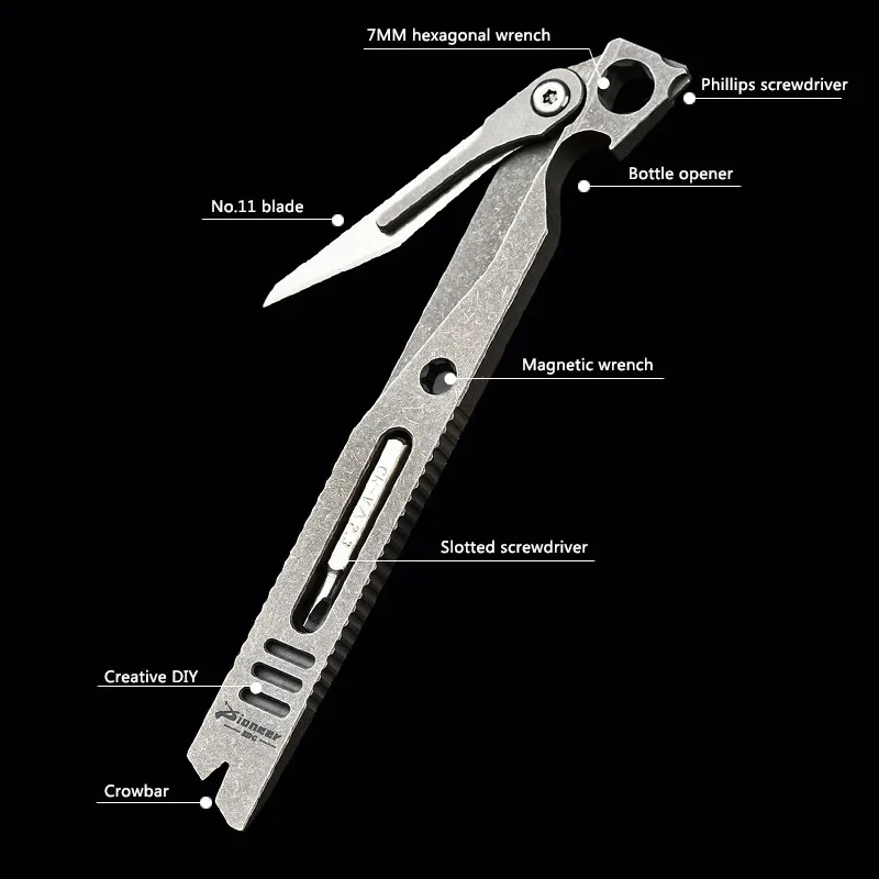 Titanium EDC Pry Bar – IronClad 9-in-1 Pocket with Aerospace-Grade Multi-Tool detail image - detail view 5