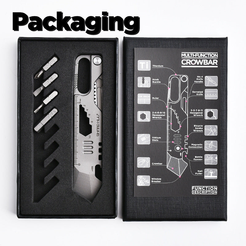 Titanium EDC Pry Bar – Multi-Tool Multi-Tool 10-in-1 Survival Tool Keychain Tool Camping detail image - detail view 7