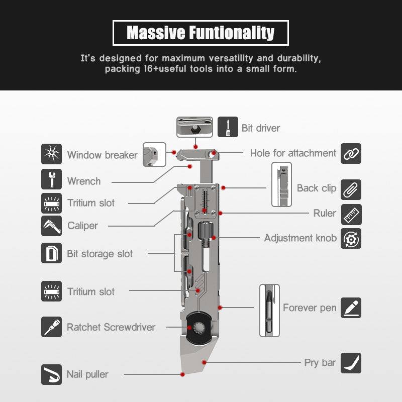 Titanium EDC Pry Bar – PryMax 2.0 All-in-1 Multi-Function with GR5 detail image - detail view 11