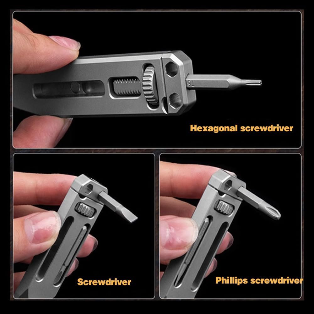 Titanium EDC Pry Bar – The Alix Multi-Tool with 4-in-1 Tool for Desk Breaks, Collecting detail image