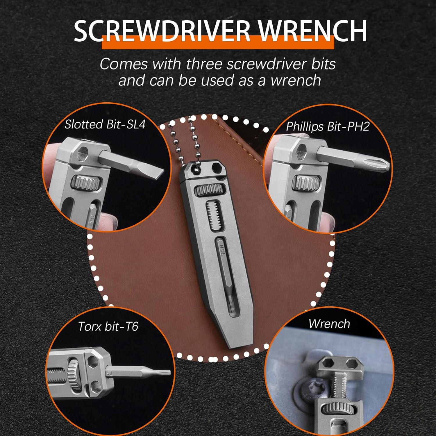 Titanium EDC Pry Bar – The Alix Multi-Tool with 4-in-1 Tool for Desk Breaks, Collecting detail image - detail view 4