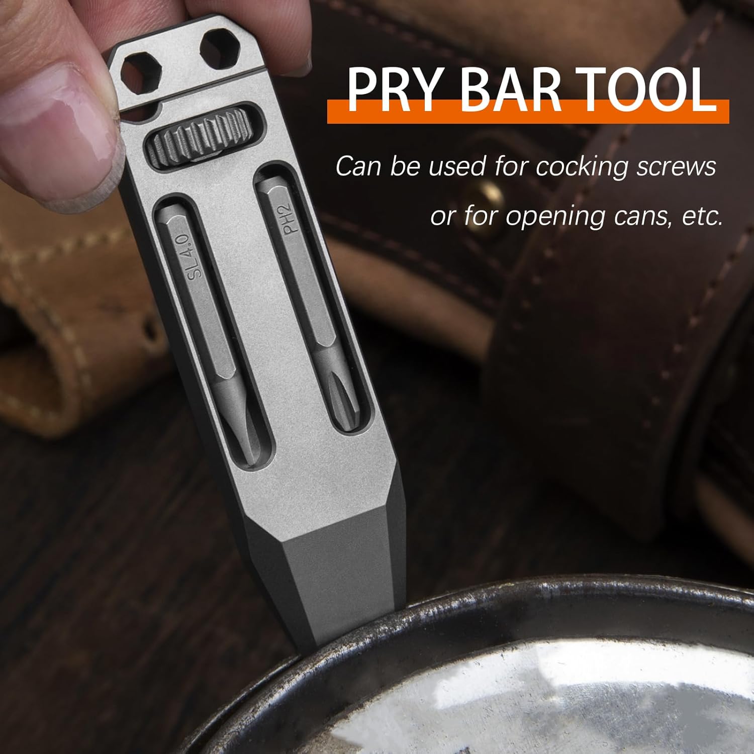Titanium EDC Pry Bar – The Alix Multi-Tool with 4-in-1 Tool for Desk Breaks, Collecting detail image - detail view 5