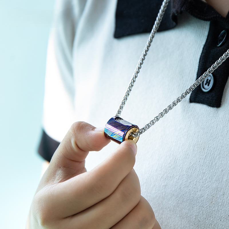 Titanium Fidget Spinner – SpinCore Pendant with EDC Stress Relief Necklace detail image - detail view 12