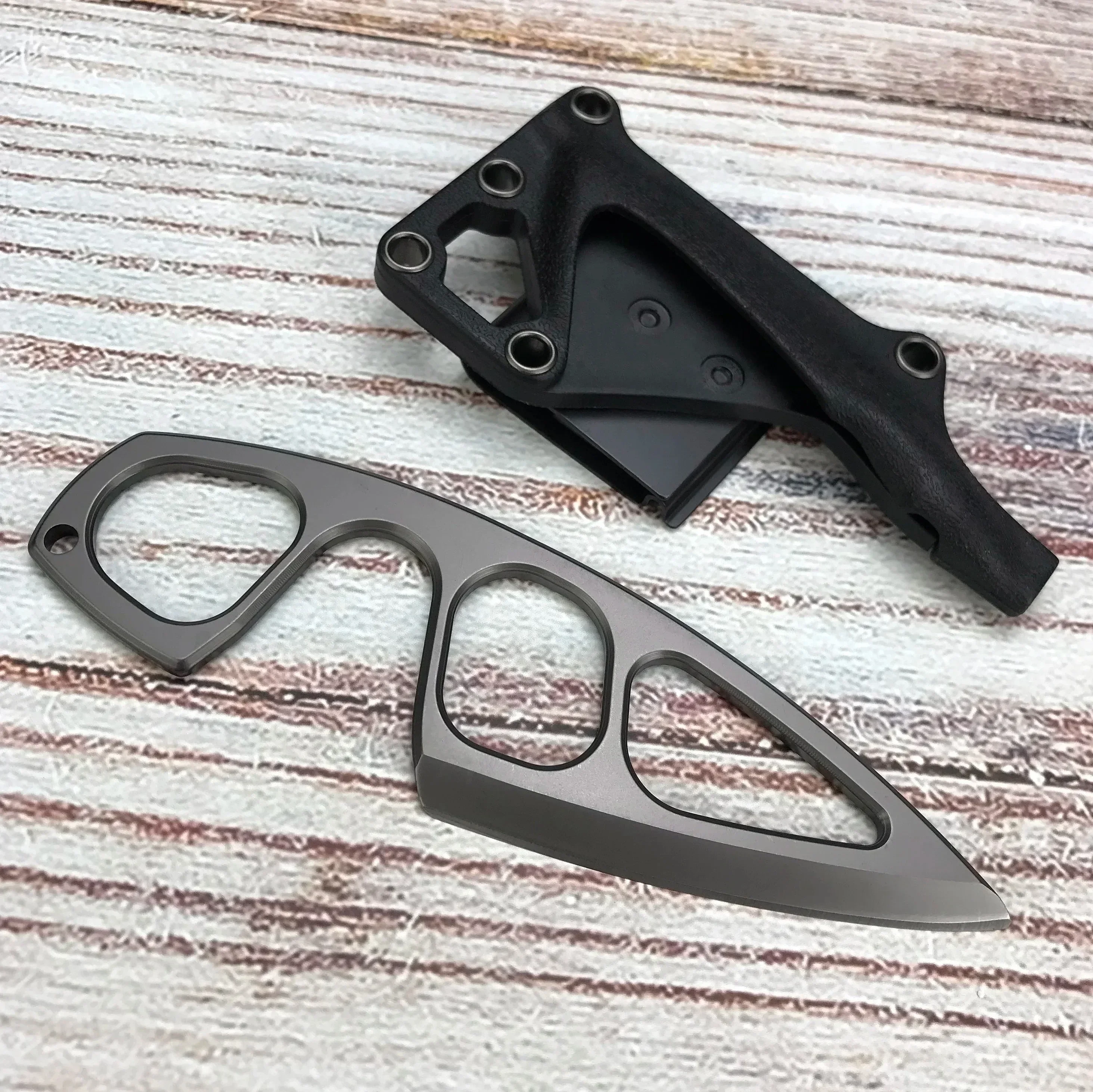 Titanium Fixed Blade Knife – Camping 440C Steel Oxide Coating Multi-Grip EDC Survival detail image - detail view 13