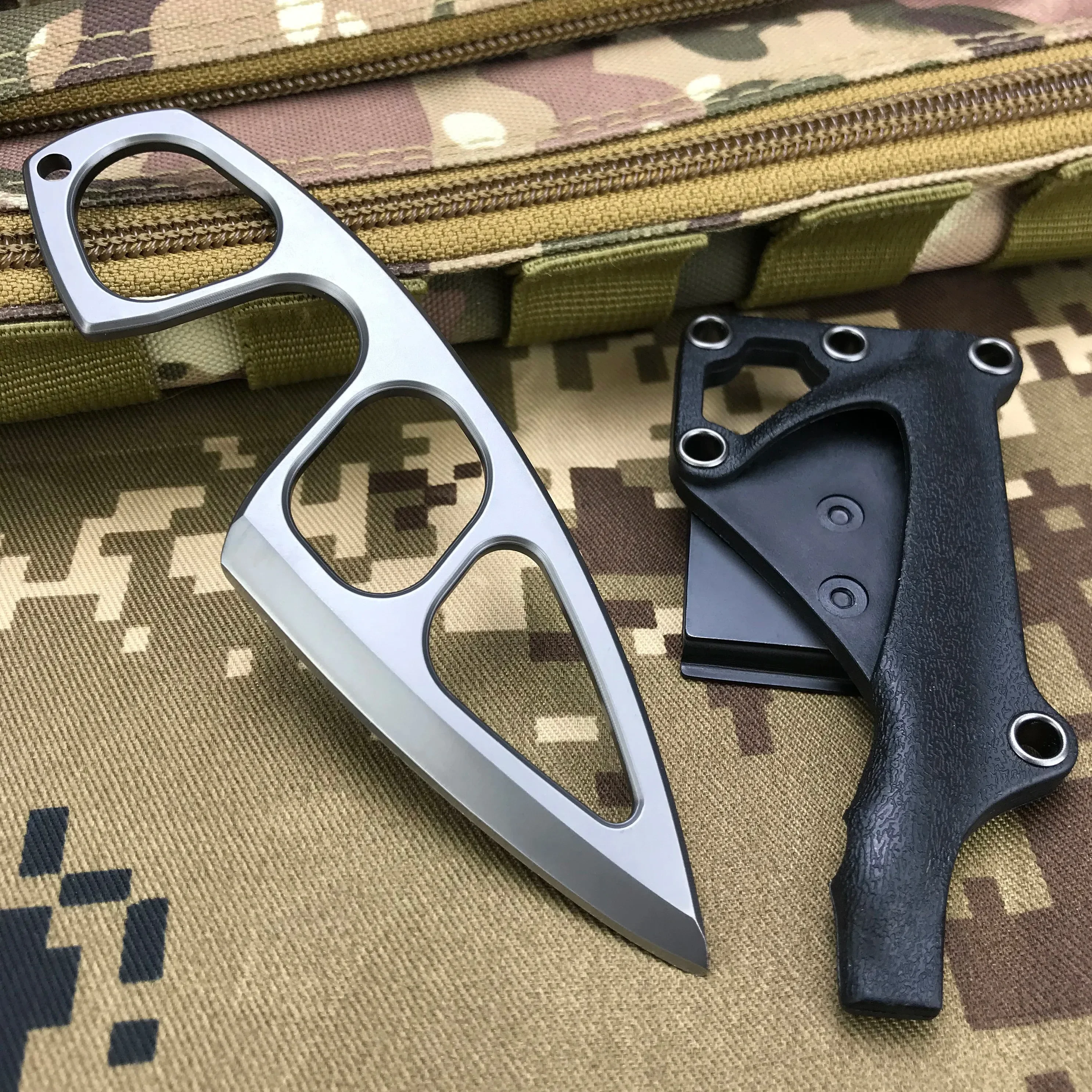 Titanium Fixed Blade Knife – Camping 440C Steel Oxide Coating Multi-Grip EDC Survival detail image - detail view 15