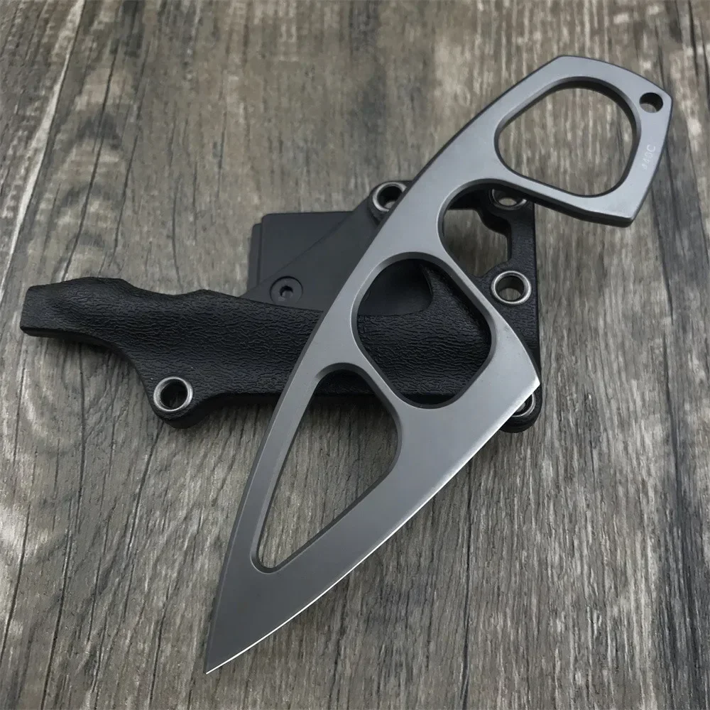 Titanium Fixed Blade Knife – Camping 440C Steel Oxide Coating Multi-Grip EDC Survival detail image