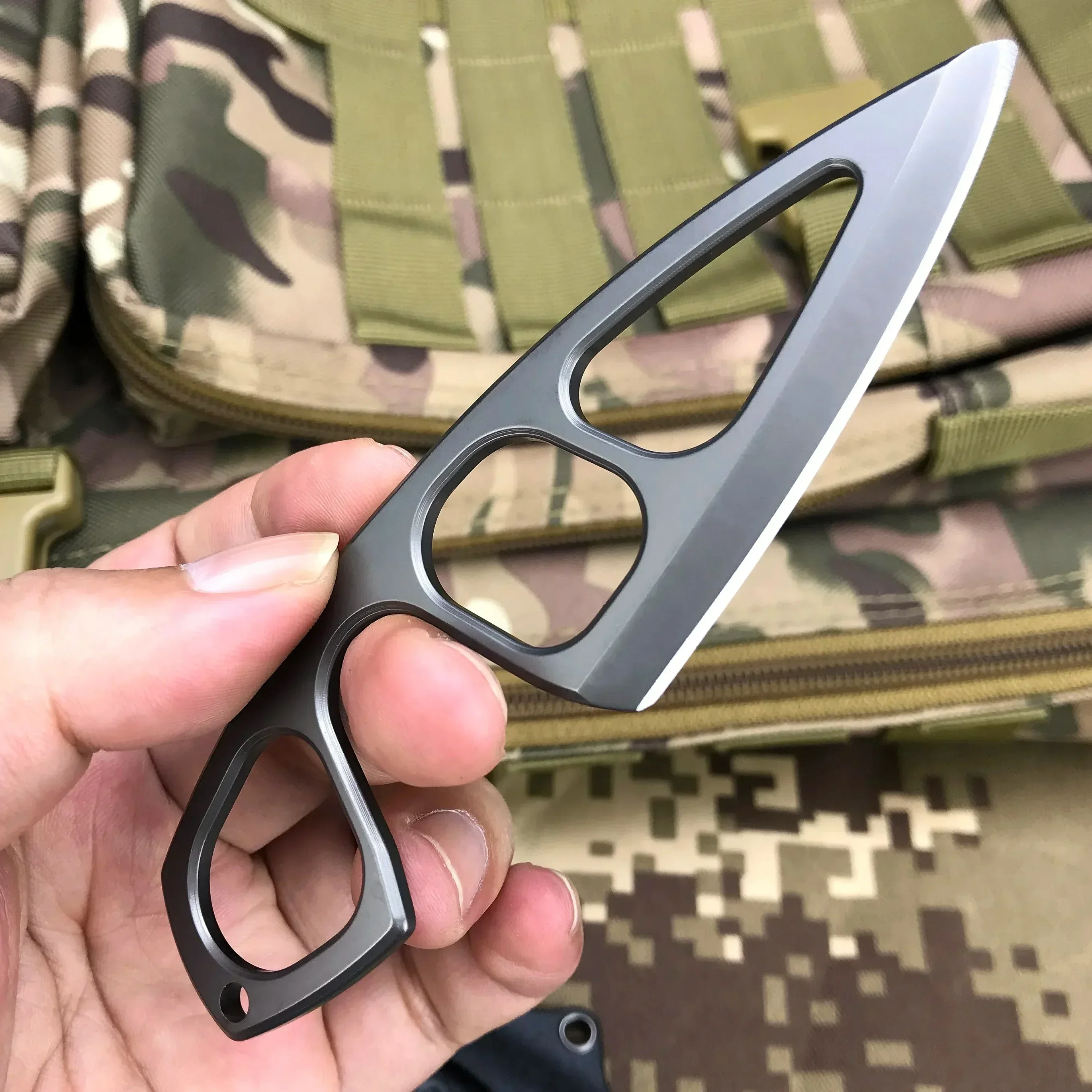 Titanium Fixed Blade Knife – Camping 440C Steel Oxide Coating Multi-Grip EDC Survival detail image - detail view 3