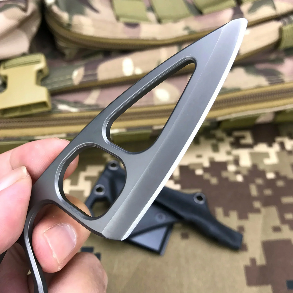 Titanium Fixed Blade Knife – Camping 440C Steel Oxide Coating Multi-Grip EDC Survival detail image - detail view 8