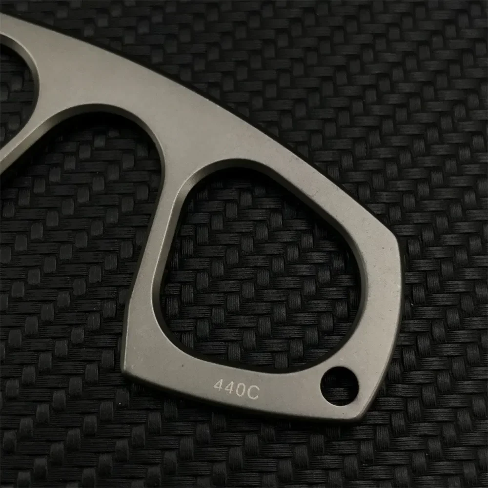 Titanium Fixed Blade Knife – Camping 440C Steel Oxide Coating Multi-Grip EDC Survival detail image - detail view 9