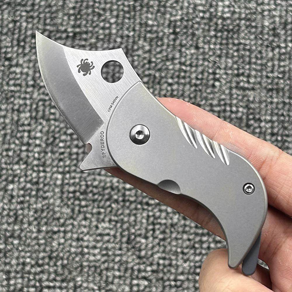 Titanium Folding Knife – Bitelock Mini EDC with 9Cr18MoV Steel & TC4 detail image - detail view 7