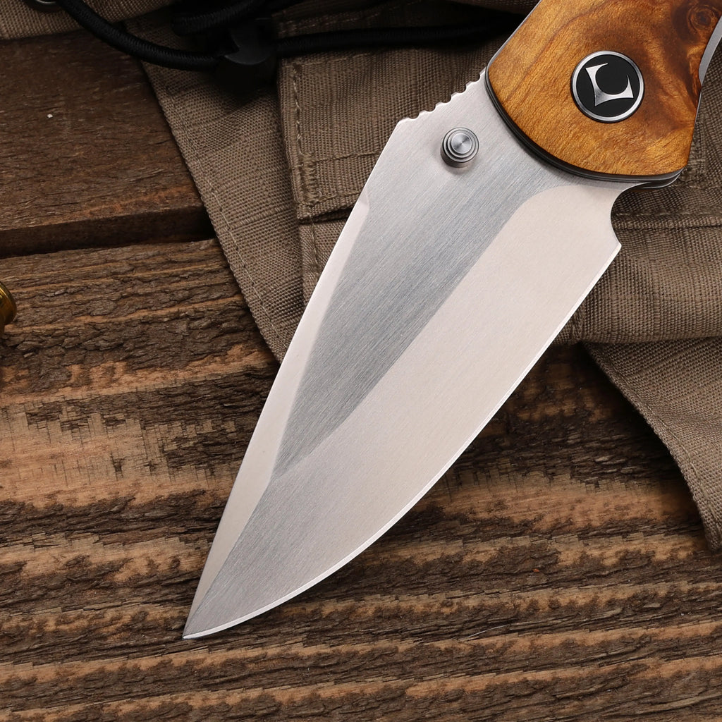 Titanium Folding Knife – Enchantress VG10 with Stabilized Wood EDC detail image - detail view 7
