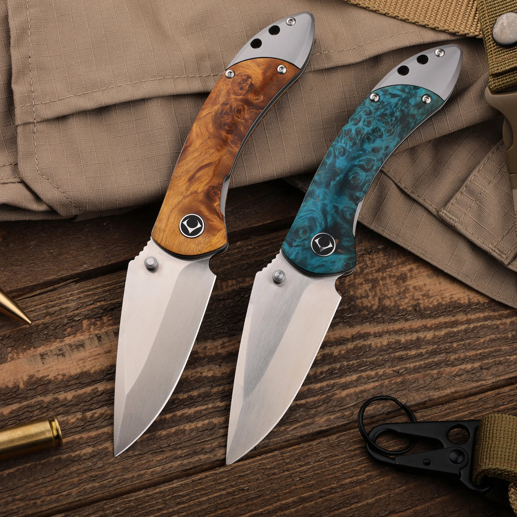 Titanium Folding Knife – Enchantress VG10 with Stabilized Wood EDC product image