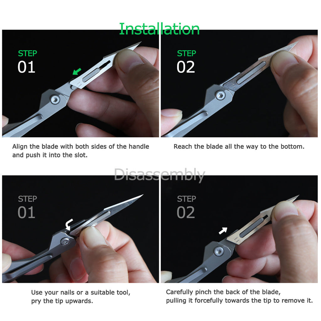 Titanium Folding Knife – Scalpel GR5 Micro Replaceable Blade EDC TSA Compliant Travel detail image - detail view 10