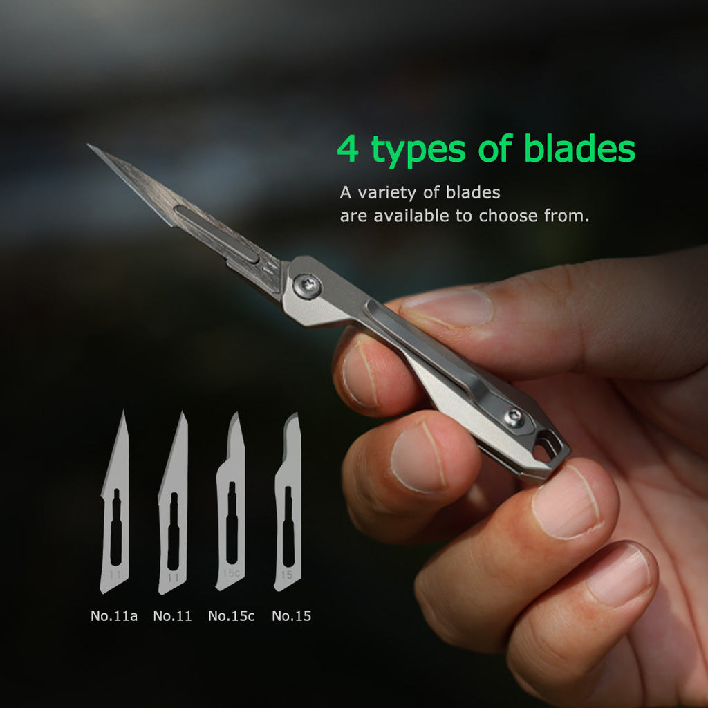 Titanium Folding Knife – Scalpel GR5 Micro Replaceable Blade EDC TSA Compliant Travel detail image - detail view 9