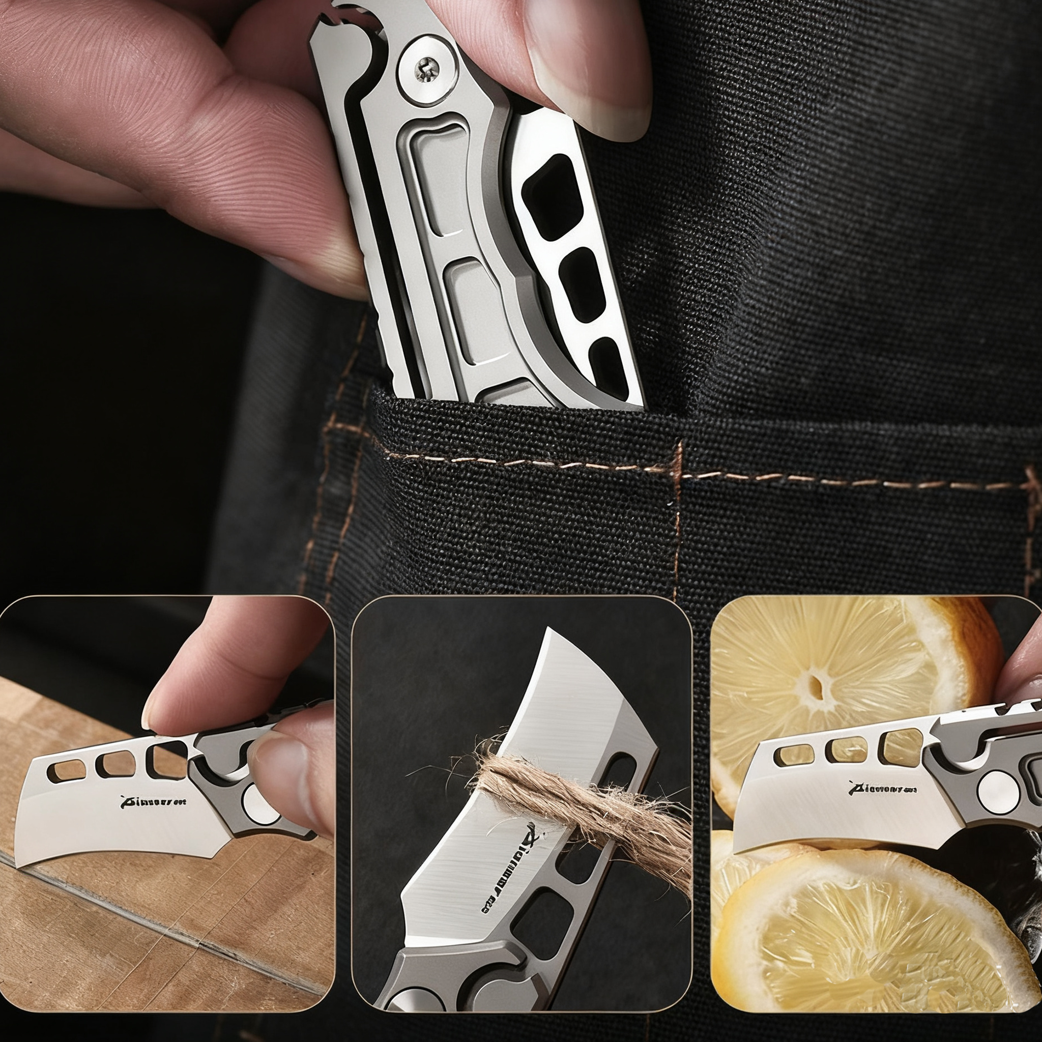 Titanium Folding Knife – Titan Claw Mini EDC with 14C28N Steel & GR5 Handle detail image - detail view 10