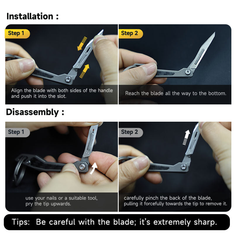 Titanium Folding Knife – WaspArmor Blade Micro Scalpel with Surgical Blade EDC Keychain detail image - detail view 13