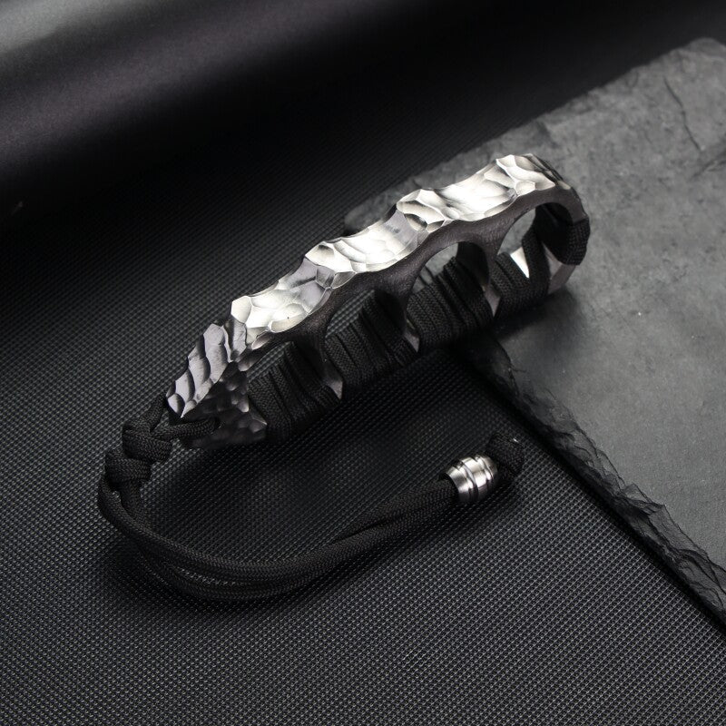 Titanium Knuckles – Brass Hand-Hammered Crater CNC One-Piece Self-Defense EDC Duster detail image