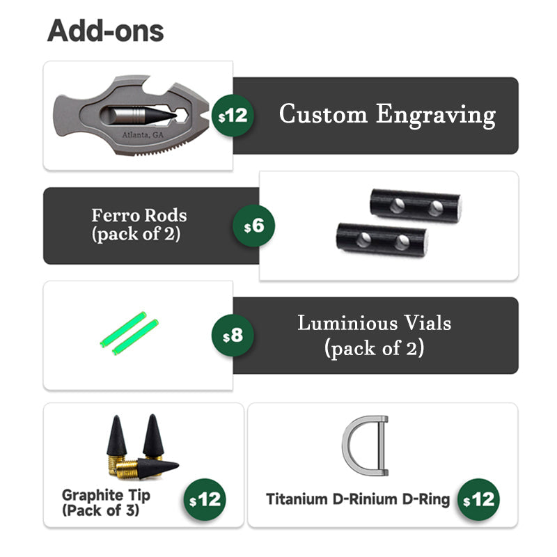 Titanium Pendant – Flounder 1.0 EDC with Multi-Tool with Pen & Firestarter detail image - detail view 14