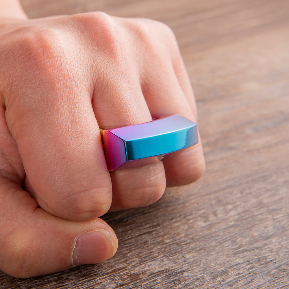 Titanium Ring – TC4 Single Finger with 15mm Thick Anodized Color Lightweight detail image