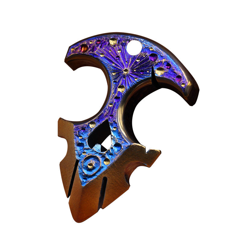 Titanium Single Finger Knuckles – TC4 Meteorite Crater with Blue Anodized Limited Edition product image