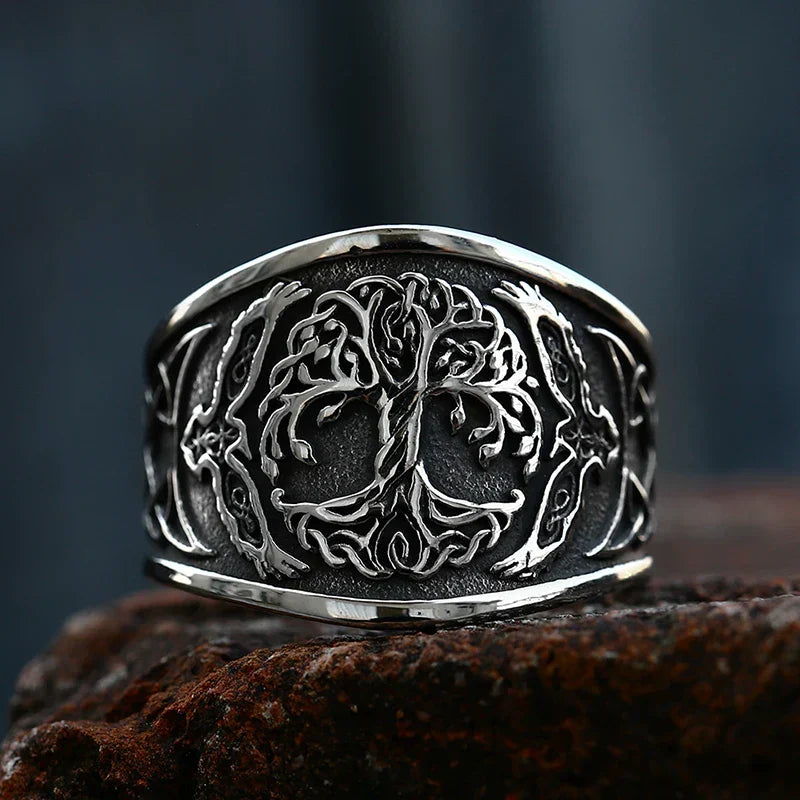 Tree of Life Signet Ring – Rune with of Viking Gothic Celtic Punk Statement detail image - detail view 3