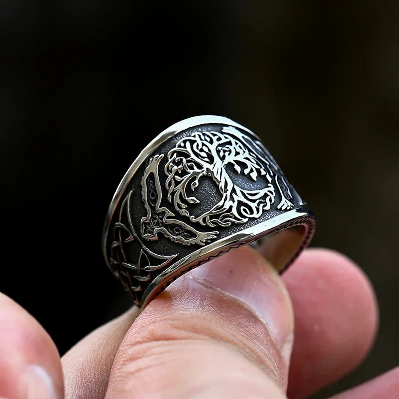 Tree of Life Signet Ring – Rune with of Viking Gothic Celtic Punk Statement detail image - detail view 5