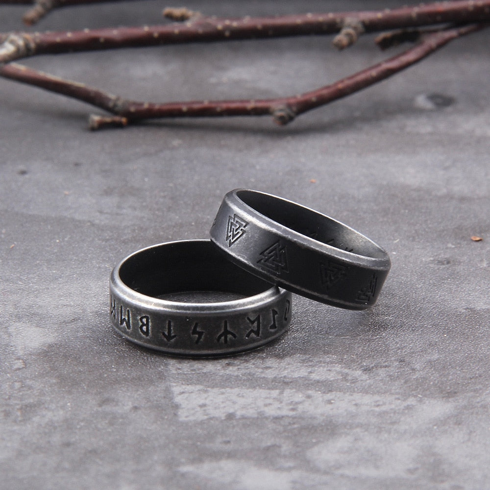 Valknut Ring – Norse with Viking Symbol 2-Piece Set for Alternative Styling, Collecting detail image