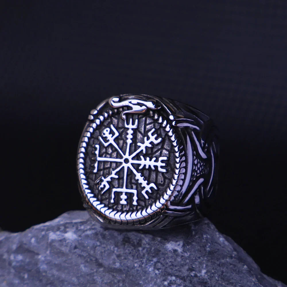 Valknut Ring – Viking Stainless Steel with Compass Rune Norse Mythology detail image