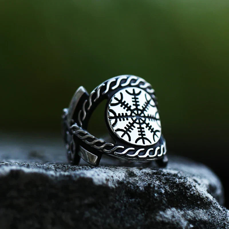 Vegvisir Compass Ring – Odin with Norse Amulet Viking Gothic Punk Statement detail image